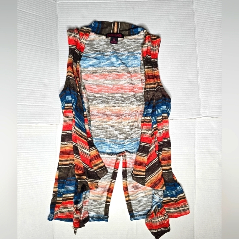 Rock & Roll Cowgirl Striped Multicolor Sleeveless Cardigan